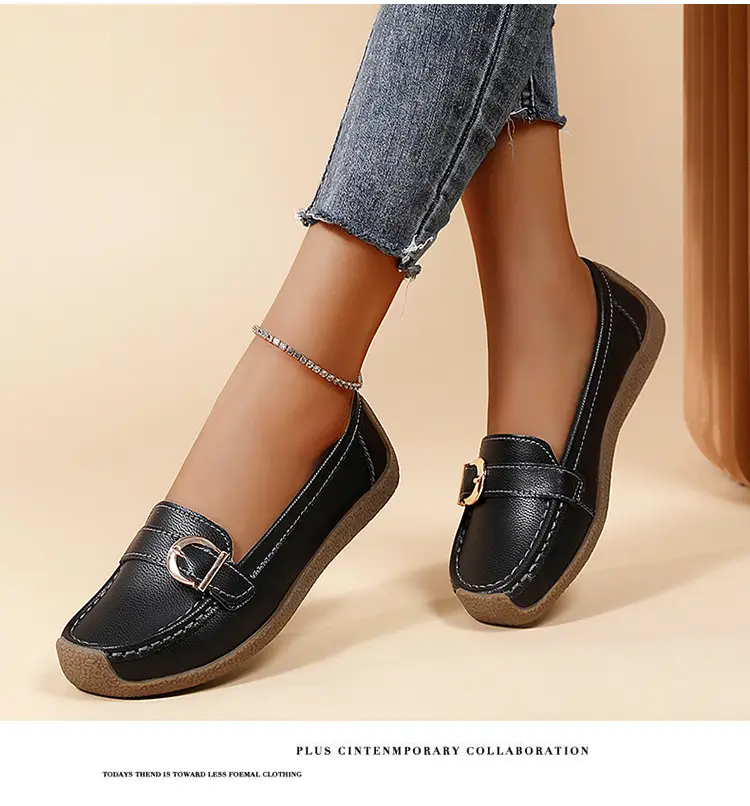 Casual women's loafers flat, comfortable “mom shoes”, Collection Year 2026, soft sole, plus size, non-slip sole — chobi 21