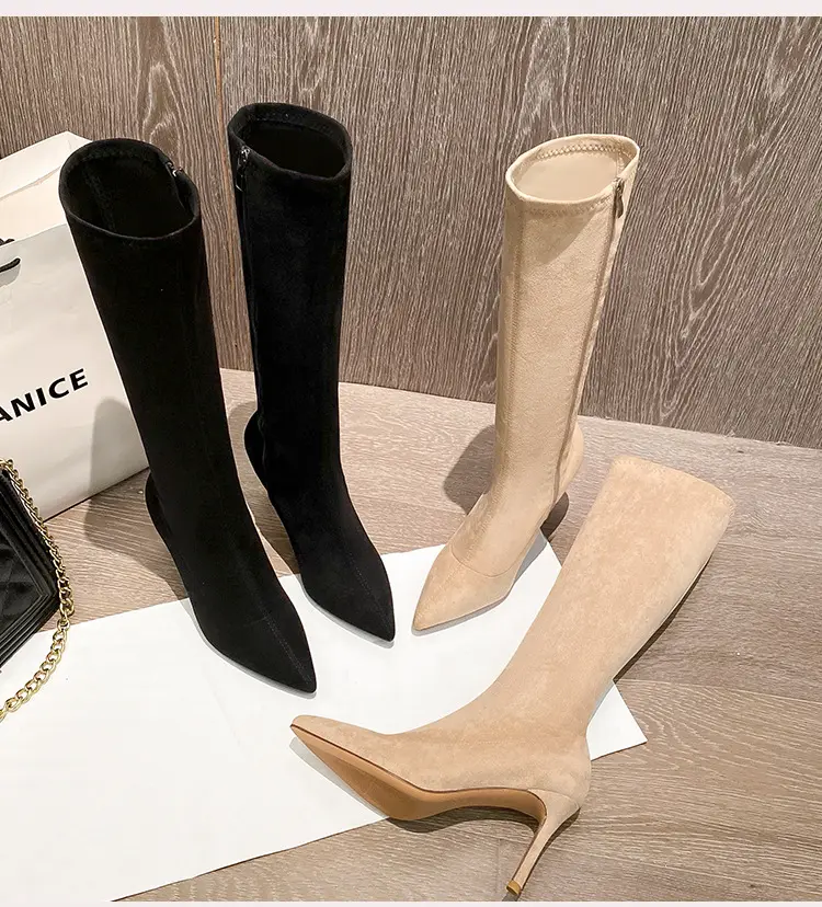 Fashionable demi-season high boots, high heels pointed-toe stiletto heels, 2025 years, mid-length — chobi 12