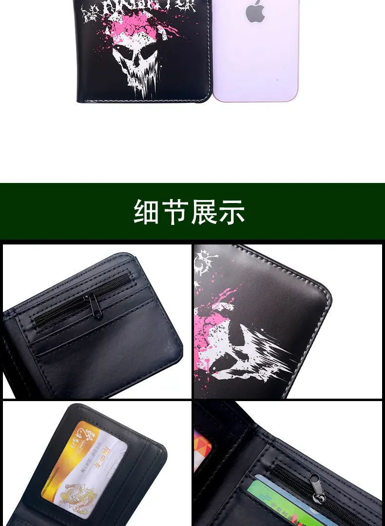 (Cross-border trading), wallet, short cartoon skull with zipper, new collection — chobi 5