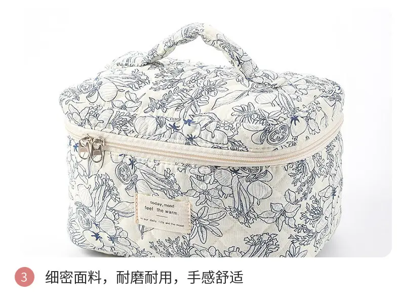 Handheld capacious cosmetic bag, cute brand storage system for traveling, flowered — chobi 18