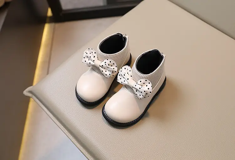 Children's cotton boots 2023 new winter children's shoes Korean style girls' soft sole leather boots baby versatile plus velvet Martin boots — chobi 26