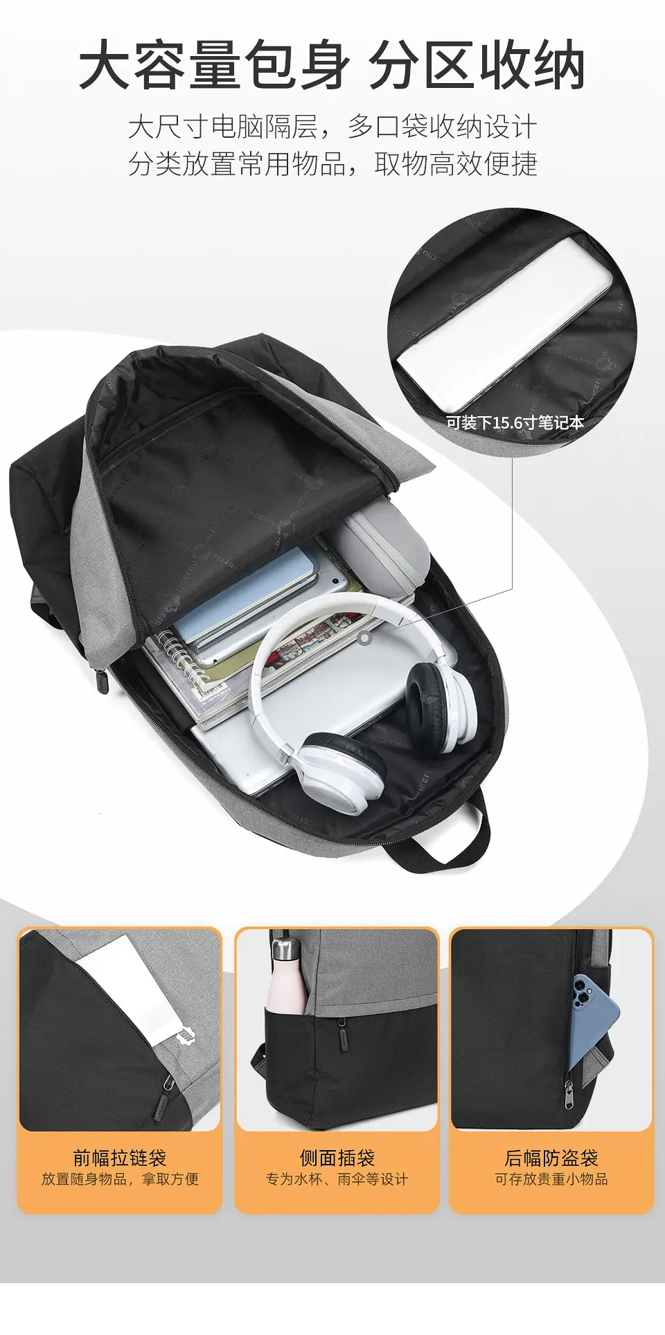 Laptop for traveling, trend backpack for students, sports capacious school bag — chobi 9