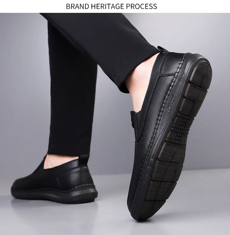 Wenzhou leather shoes 2026 new style breathable soft surface wear-resistant slip-on shoes men's casual beanie shoes drop shipping — chobi 18