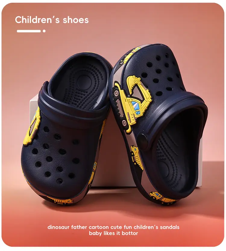 (Wholesale), children's summer Crocs-style slippers for men and women, fashionable beach breathable dinosaur, mule, soft sole, for teenagers — chobi 17