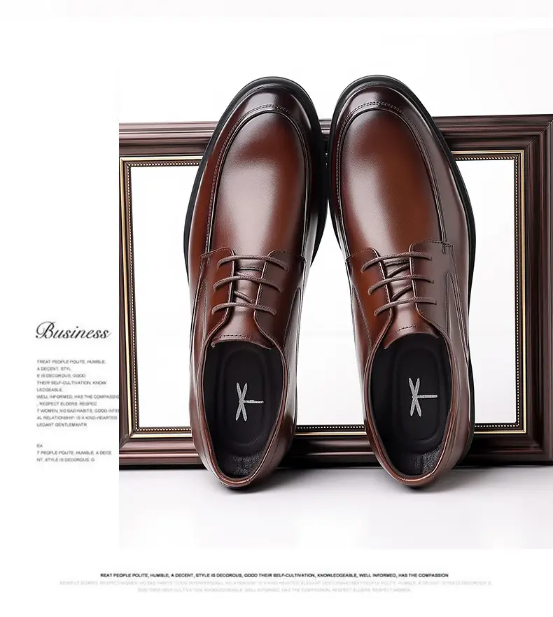 Classic suit jacket, men's autumn casual footwear, wedding shoes English style, genuine leather, soft sole — chobi 25