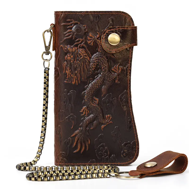 Leather long wallet with zipper, genuine leather — chobi 8