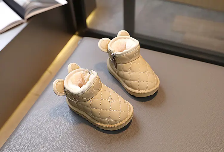 Baby snow boots, winter velvet cotton shoes, baby toddler shoes, children's baby shoes, Korean style milk tea ears — chobi 10