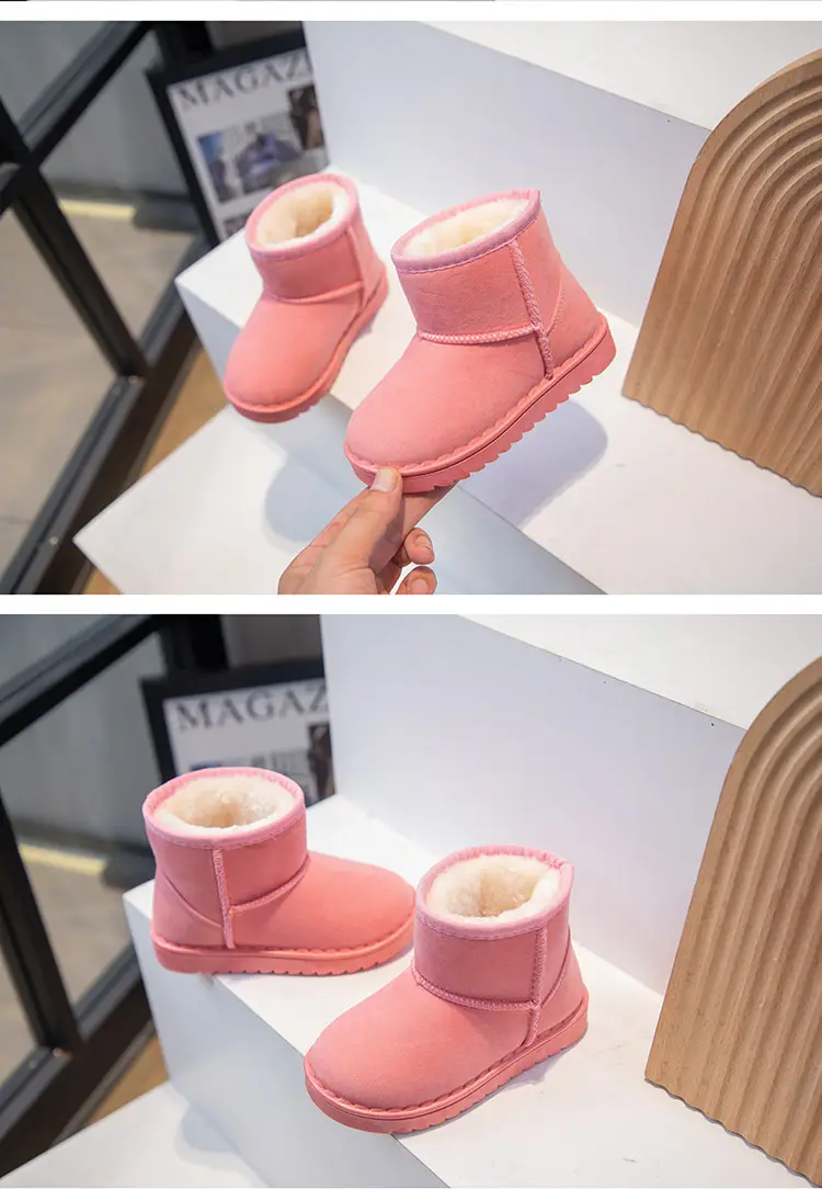 Children's winter set for men and women, slip-ons, suede insulated keep warm low boots, for teenagers — chobi 13