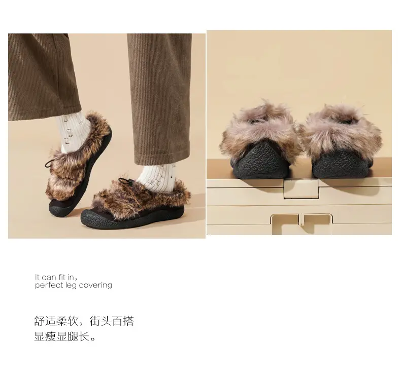 Women's shoes with soft soles and the same style as Cohen's sheep's hoof women's cotton shoes to keep warm and fall and winter new outdoor furry shoes — chobi 13