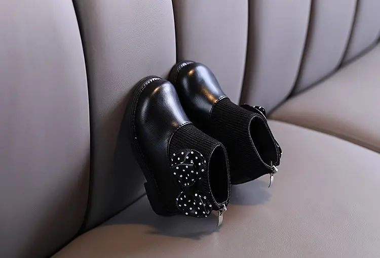 Children's cotton boots 2023 new winter children's shoes Korean style girls' soft sole leather boots baby versatile plus velvet Martin boots — chobi 5