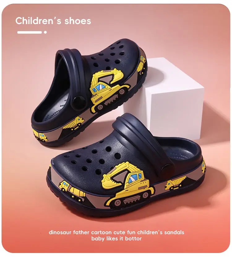 (Wholesale), children's summer Crocs-style slippers for men and women, fashionable beach breathable dinosaur, mule, soft sole, for teenagers — chobi 16