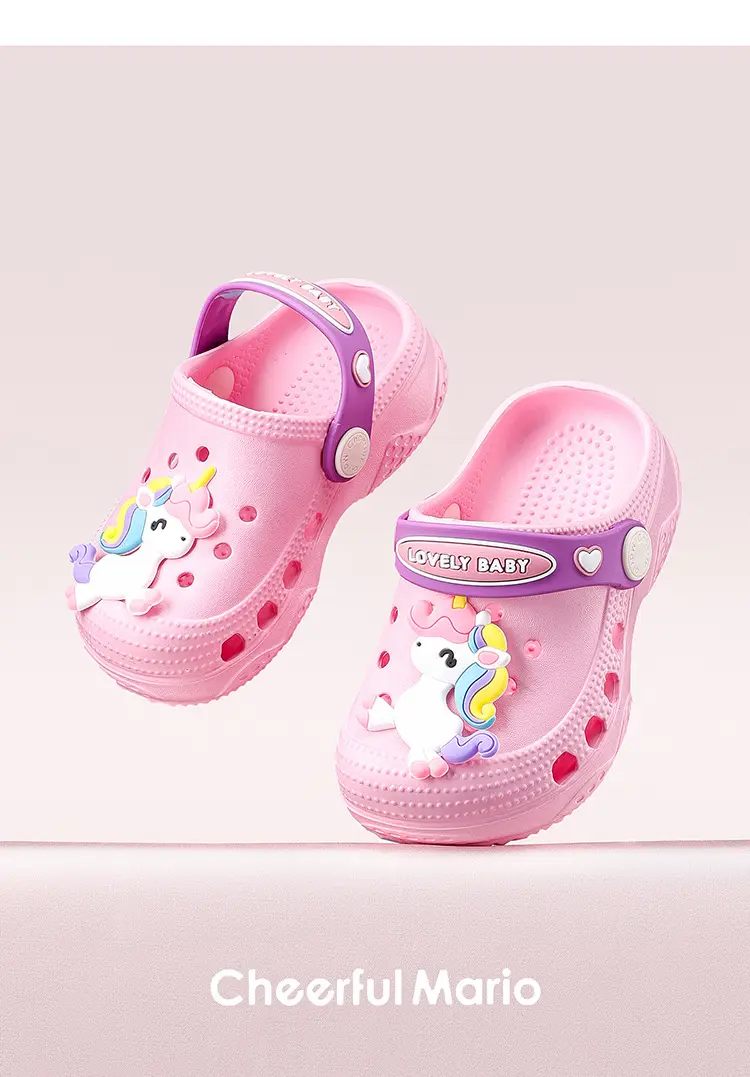 Children's cute Crocs-style slippers for boys, beach mule, soft sole, closed heel, closed toe — chobi 36