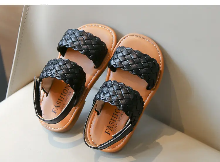 Summer children's beach woven fashionable sandals open toe, spring 2026 collection, Korean style, soft sole, princess style — chobi 18