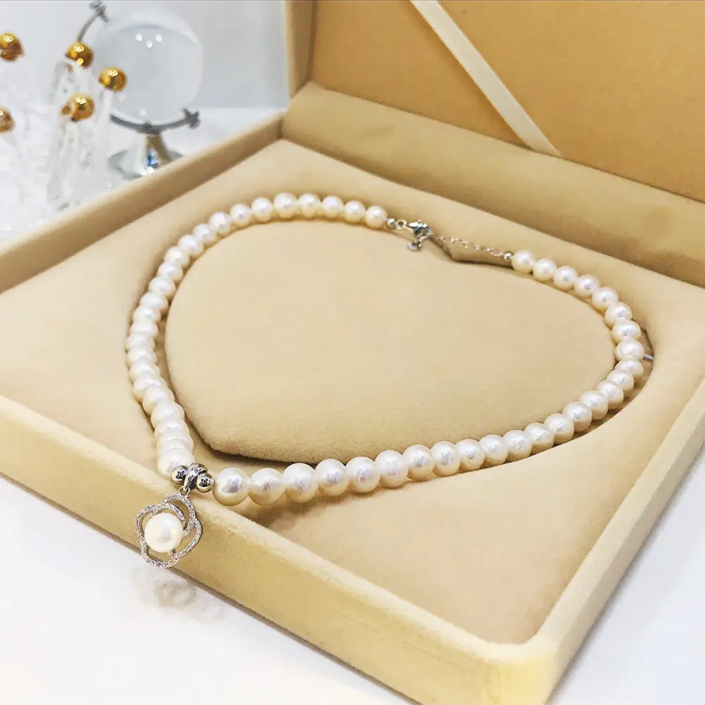 Organic accessory, necklace from pearl, chain, set for mother's day, silver 925 sample, Birthday gift — chobi 22