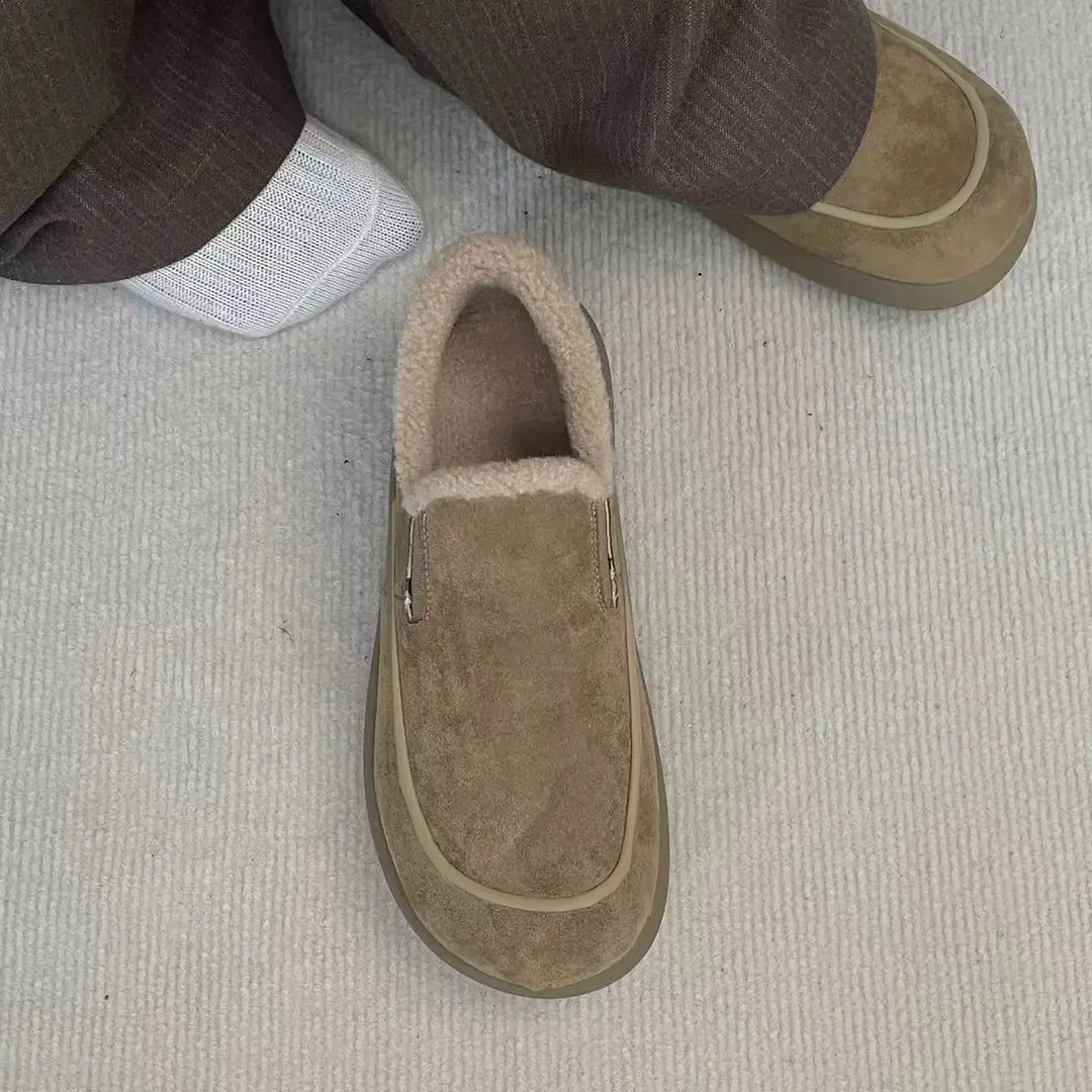 Demi-season keep warm Beijing cloth slippers flat, insulated loafers — chobi 7