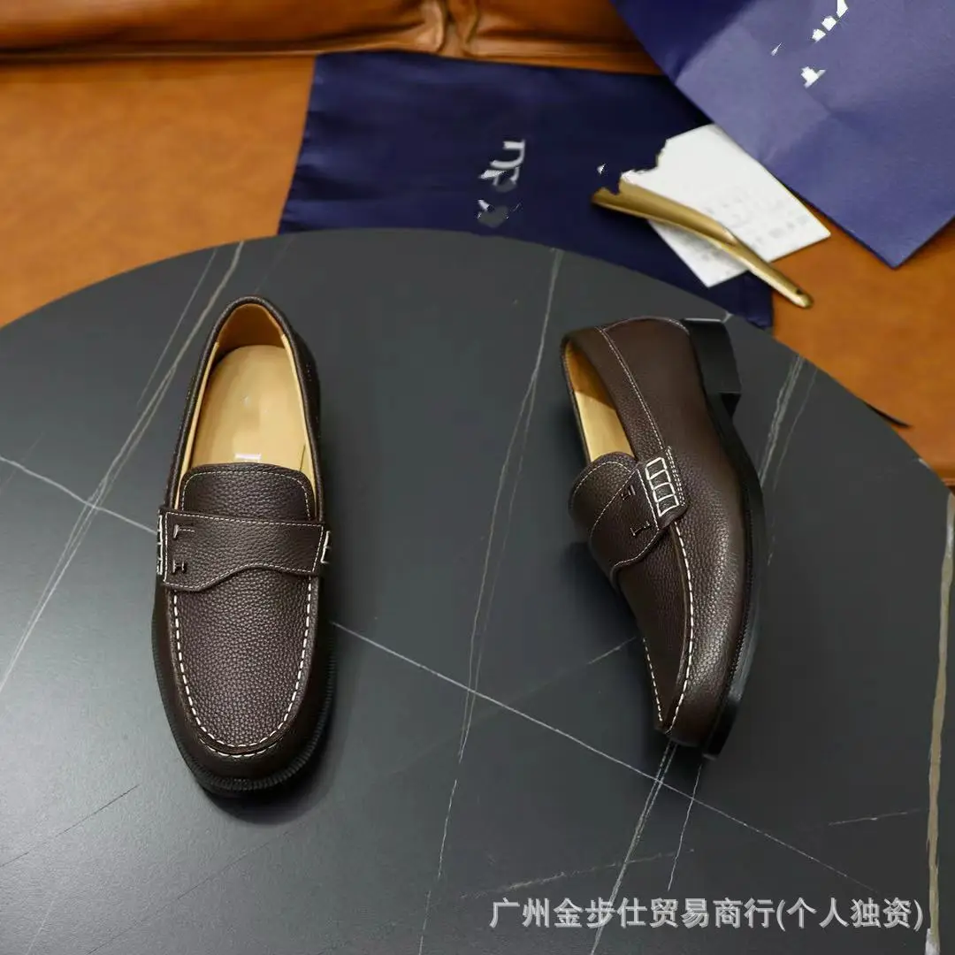 (Cross-border trading), loafers, set, slip-ons with metal buckle, European style, genuine leather, non-slip sole — chobi 5