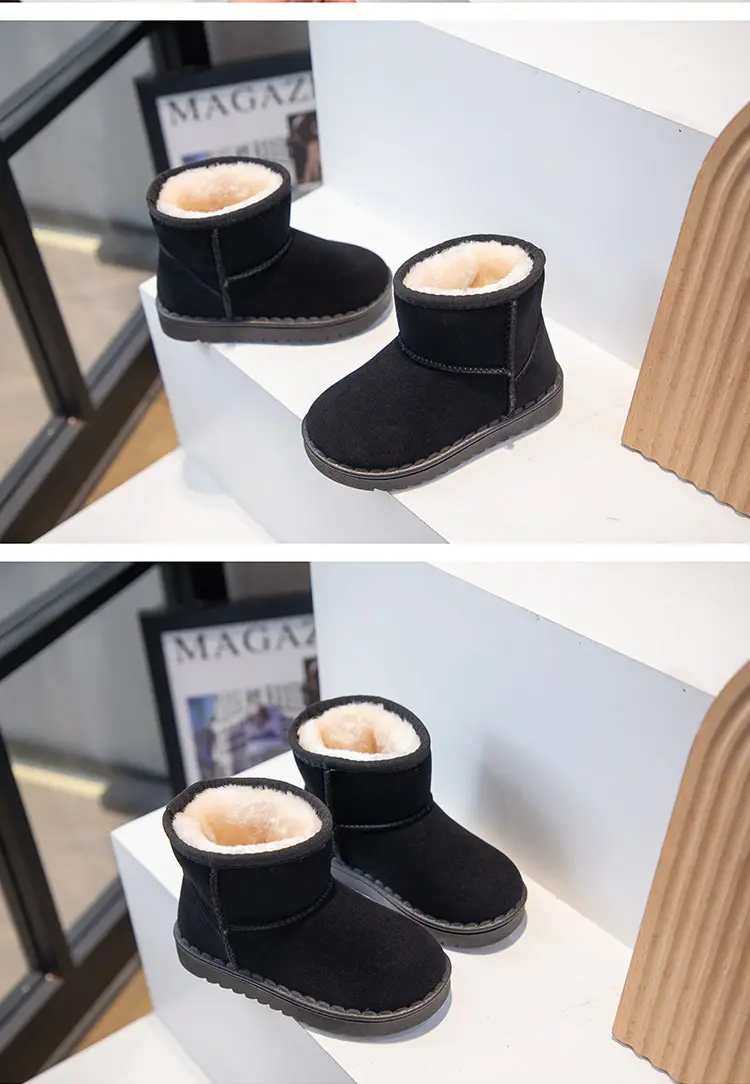 Children's winter set for men and women, slip-ons, suede insulated keep warm low boots, for teenagers — chobi 11