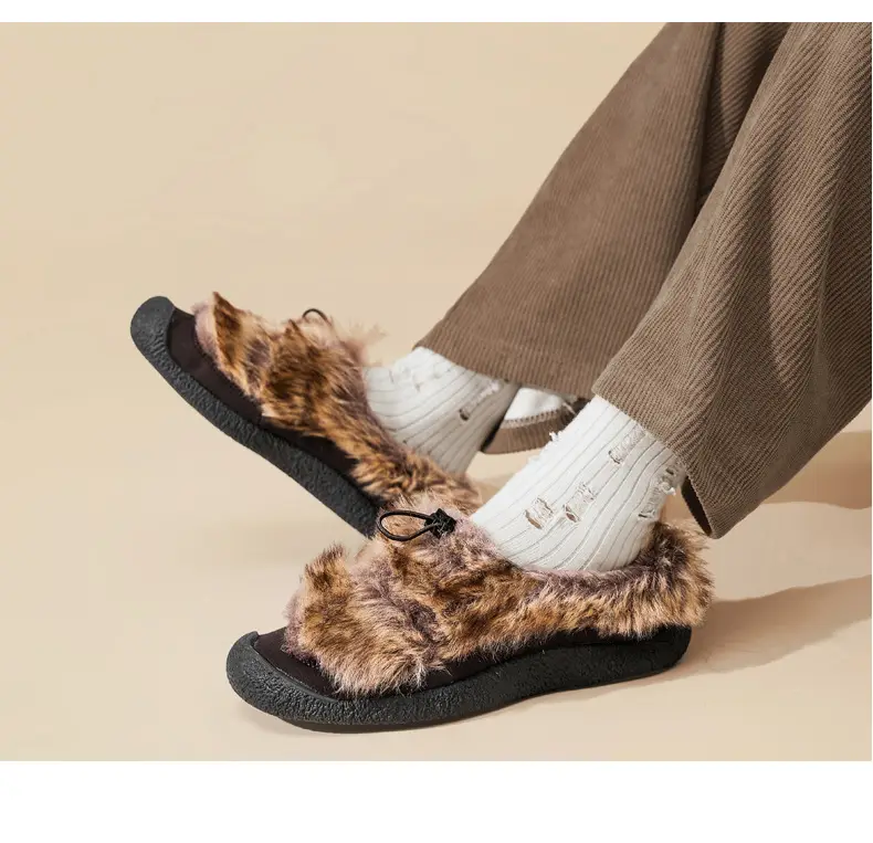 Women's shoes with soft soles and the same style as Cohen's sheep's hoof women's cotton shoes to keep warm and fall and winter new outdoor furry shoes — chobi 14