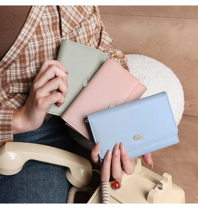 Wallet, long polyurethane capacious shoulder bag with zipper — chobi 19