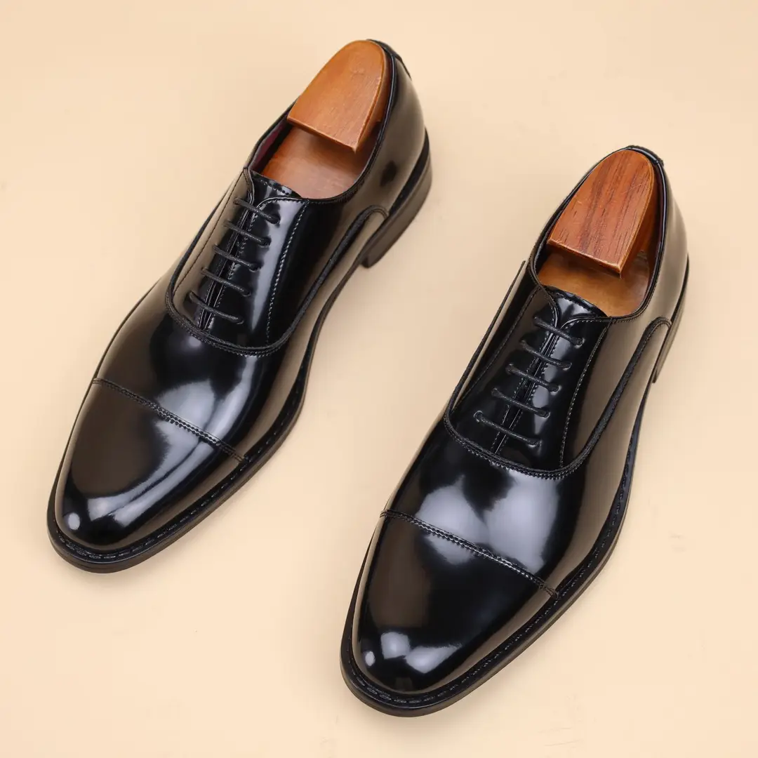 Men's shoes with hidden heel English style, genuine leather, British style — chobi 18