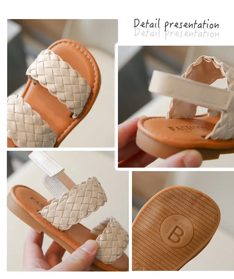 Summer children's beach woven fashionable sandals open toe, spring 2026 collection, Korean style, soft sole, princess style — chobi 5