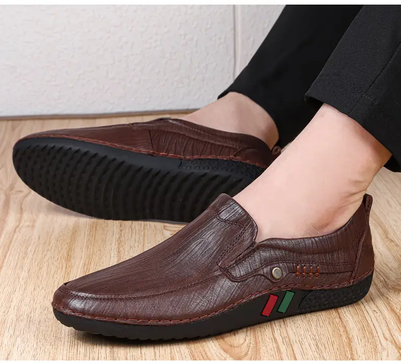 Men's autumn casual leather shoes platform, loafers, plus size, soft sole, cowhide — chobi 25