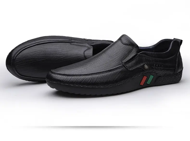 Men's autumn casual leather shoes platform, loafers, plus size, soft sole, cowhide — chobi 27