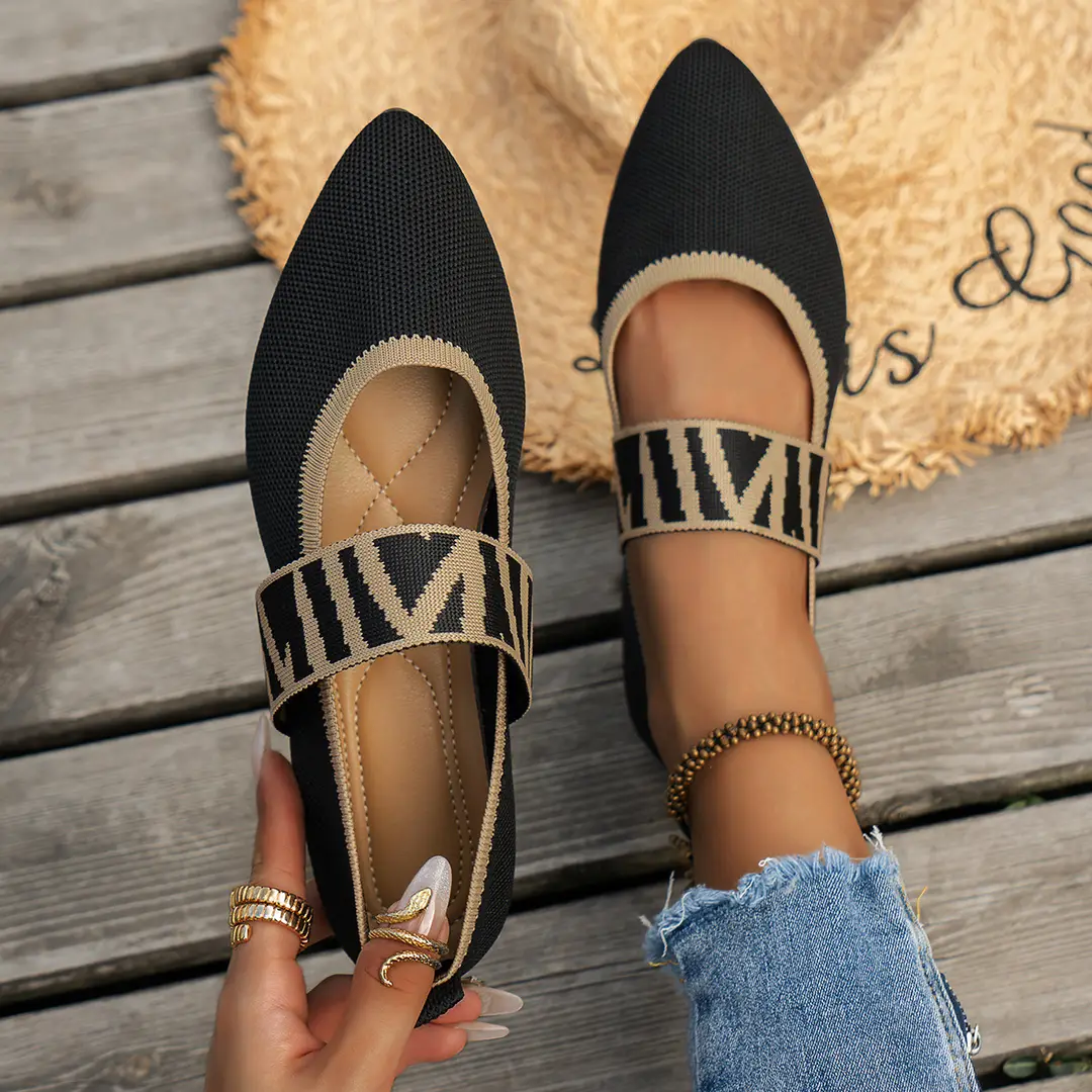 (Cross-border trading), shoes flat pointed-toe low-cut, slip-ons, breathable two-tone loafers, European style, made with flyknit technology — chobi 1