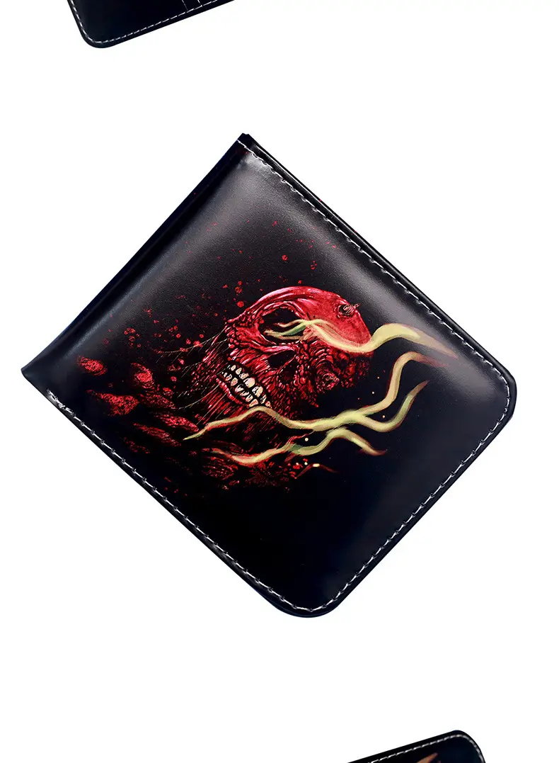 (Cross-border trading), wallet, short cartoon skull with zipper, new collection — chobi 14