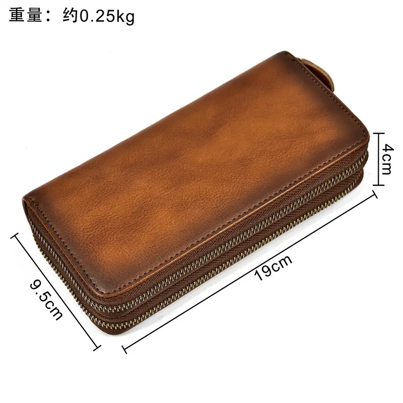 Leather long wallet with zipper, genuine leather — chobi 16