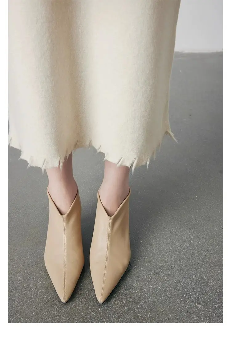 Elegant high heels pointed-toe stiletto heels, universal demi-season low boots, (Physicals), french style — chobi 19
