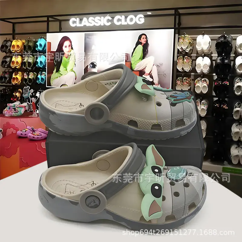cross Children's Crocs-style slippers, children's bag, beach footwear, sandals, for teenagers, closed toe, family style — chobi 17