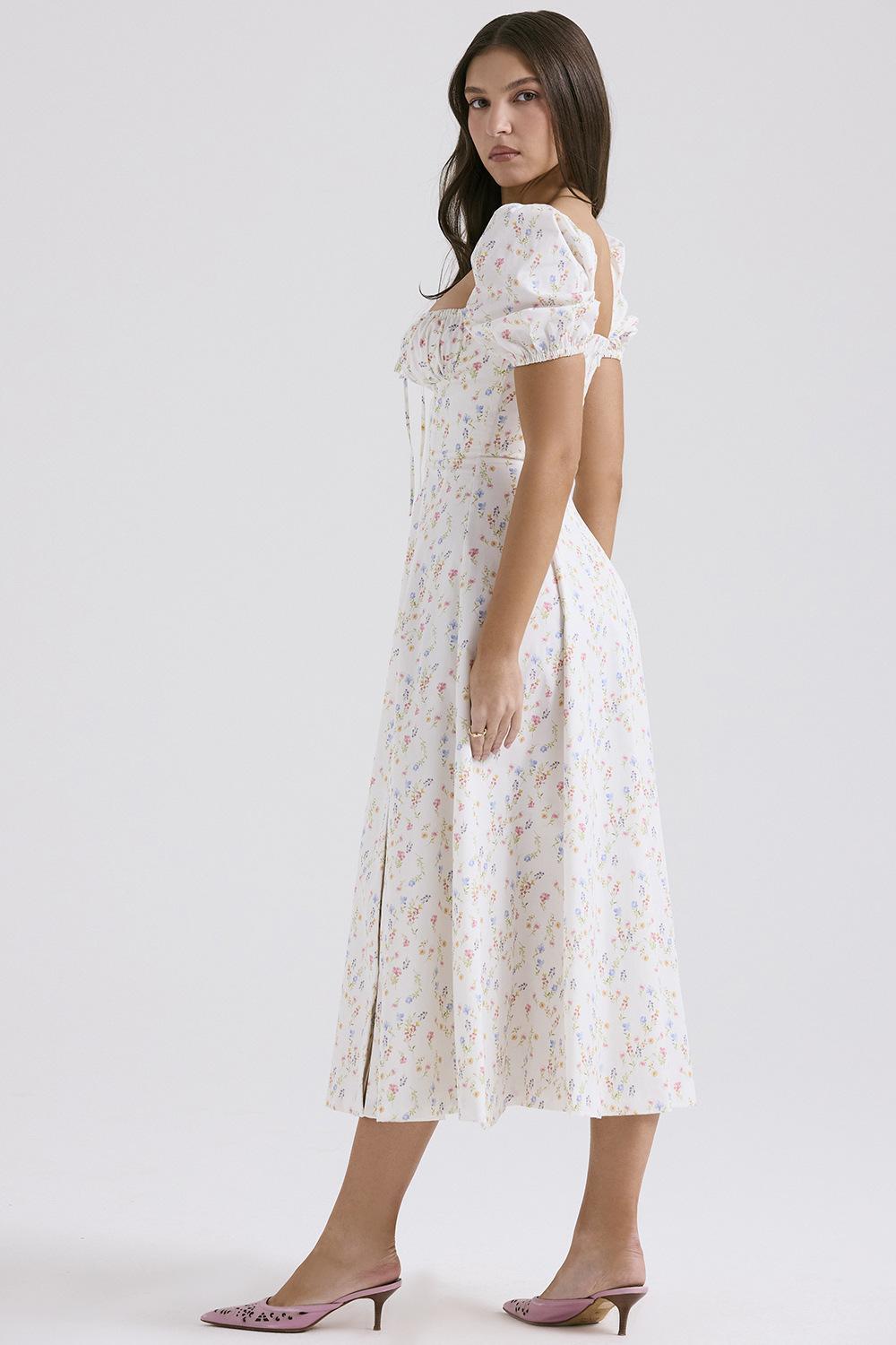 Elegant fashionable dress, skirt, high-quality style, french style, lifting effect, floral print — chobi 18