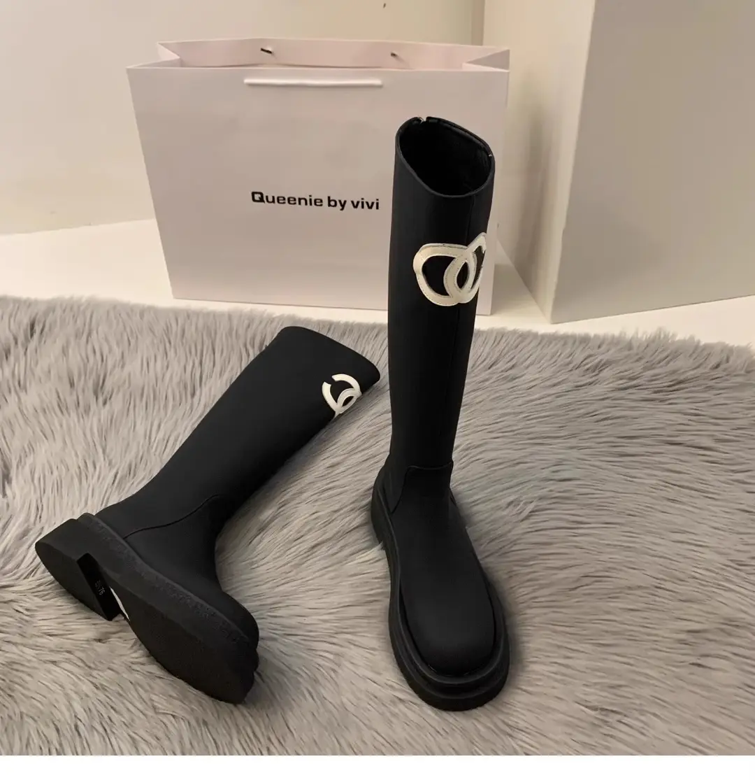 Autumn high boots platform, trend of season, Chanel style, for teenagers — chobi 3