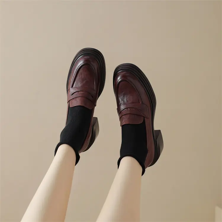 Shoes platform heels, loafers, round toe, wide stable heel — chobi 10