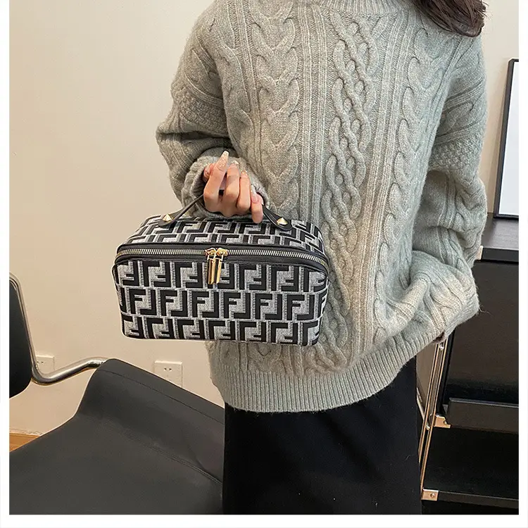 Capacious cosmetic bag for traveling, handheld waterproof retro organizer bag — chobi 9