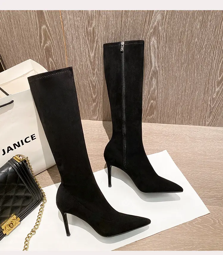 Fashionable demi-season high boots, high heels pointed-toe stiletto heels, 2025 years, mid-length — chobi 13