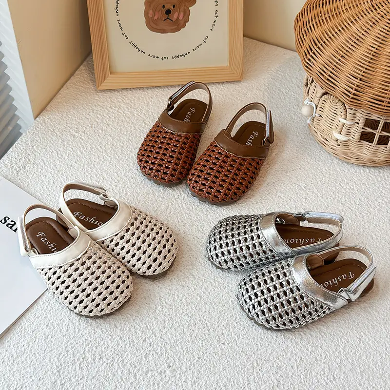 Woven mule, fashionable children's bag, sandals for boys, summer 2025, Korean style, closed toe, soft sole — chobi 1