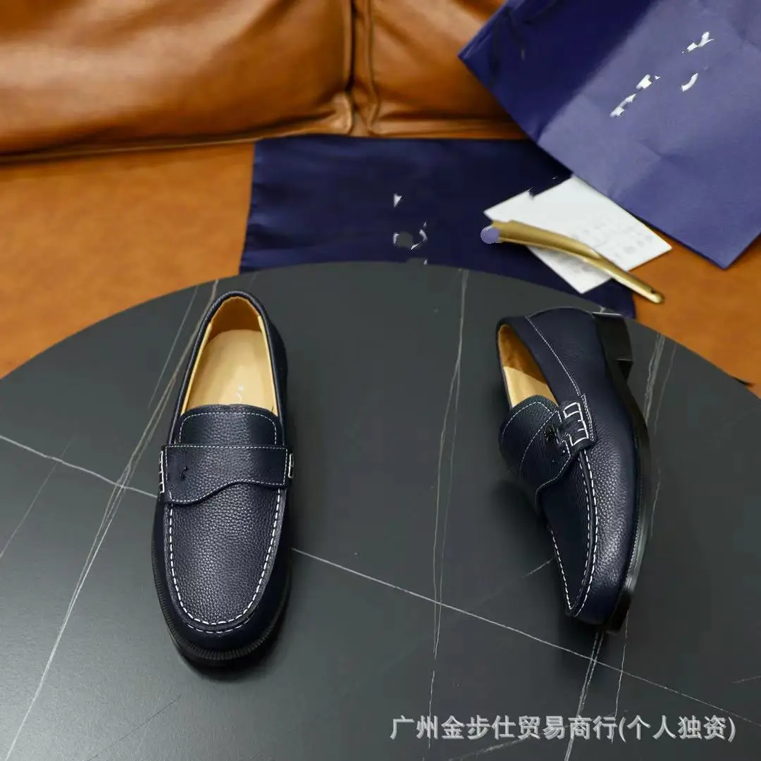 (Cross-border trading), loafers, set, slip-ons with metal buckle, European style, genuine leather, non-slip sole — chobi 8