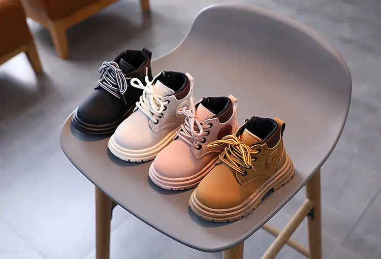 A piece of children Martin boots 2023 autumn and winter new girls wild yellow boots boys retro British style — chobi 1