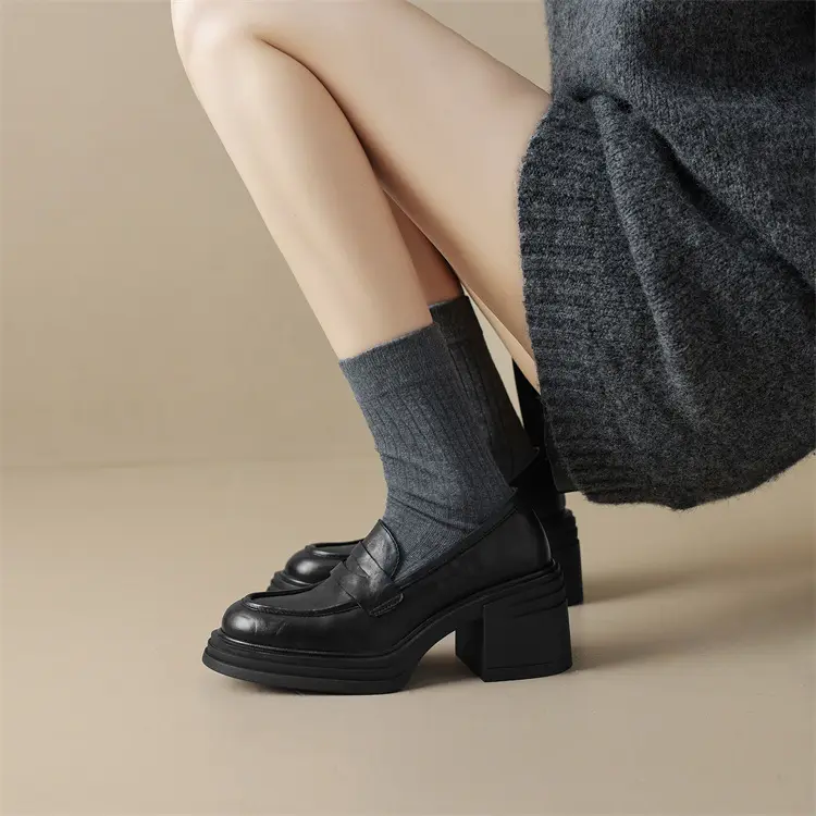 Shoes platform heels, loafers, round toe, wide stable heel — chobi 7