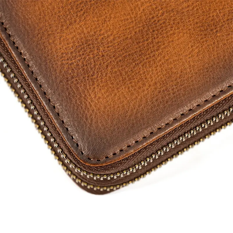 Leather long wallet with zipper, genuine leather — chobi 24