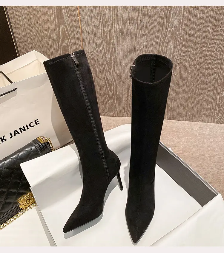 Fashionable demi-season high boots, high heels pointed-toe stiletto heels, 2025 years, mid-length — chobi 14