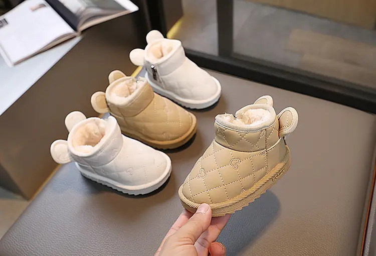 Baby snow boots, winter velvet cotton shoes, baby toddler shoes, children's baby shoes, Korean style milk tea ears — chobi 5