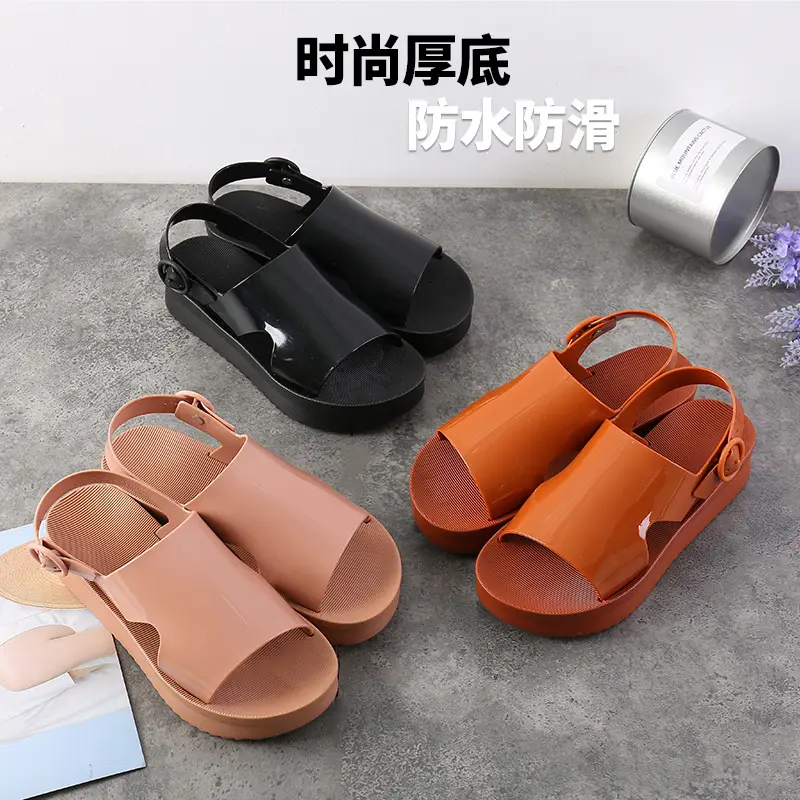(Wholesale), summer women's slippers PVC flat, trend casual sandals — chobi 4