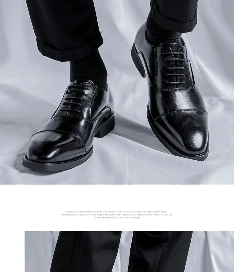 Three-knot men's leather shoes business casual dress men's shoes British supers shoes male groom wedding shoes 8038-r — chobi 9