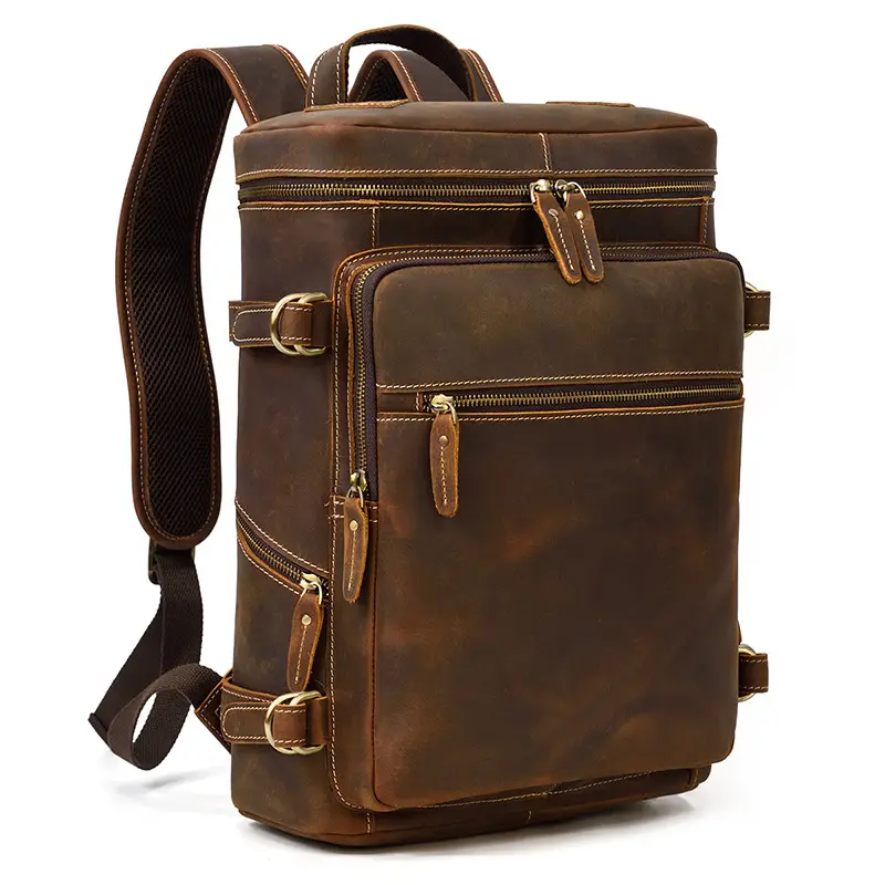 Leather backpack, men's capacious travel bag, one-shoulder bag — chobi 2