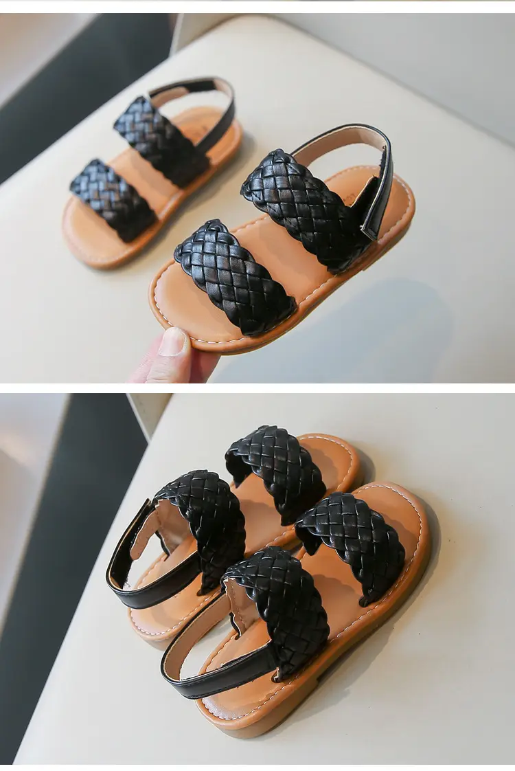 Summer children's beach woven fashionable sandals open toe, spring 2026 collection, Korean style, soft sole, princess style — chobi 19