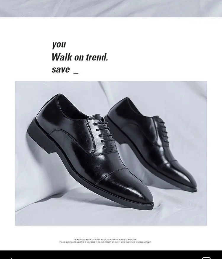 Three-knot men's leather shoes business casual dress men's shoes British supers shoes male groom wedding shoes 8038-r — chobi 2