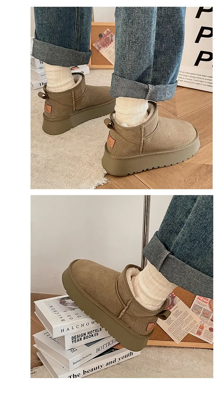 Bread shoes snow boots for women 2026 new popular winter velvet women's shoes thick sole waterproof anti-slip warm cotton shoes — chobi 7